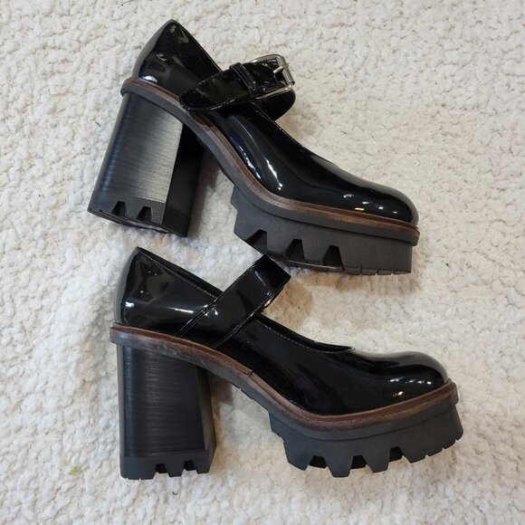 NWOB AGL Natalia 89MM Patent Leather Platform Mary Janes  Black size 38 US 8-8.5 - Picture 2 of 7